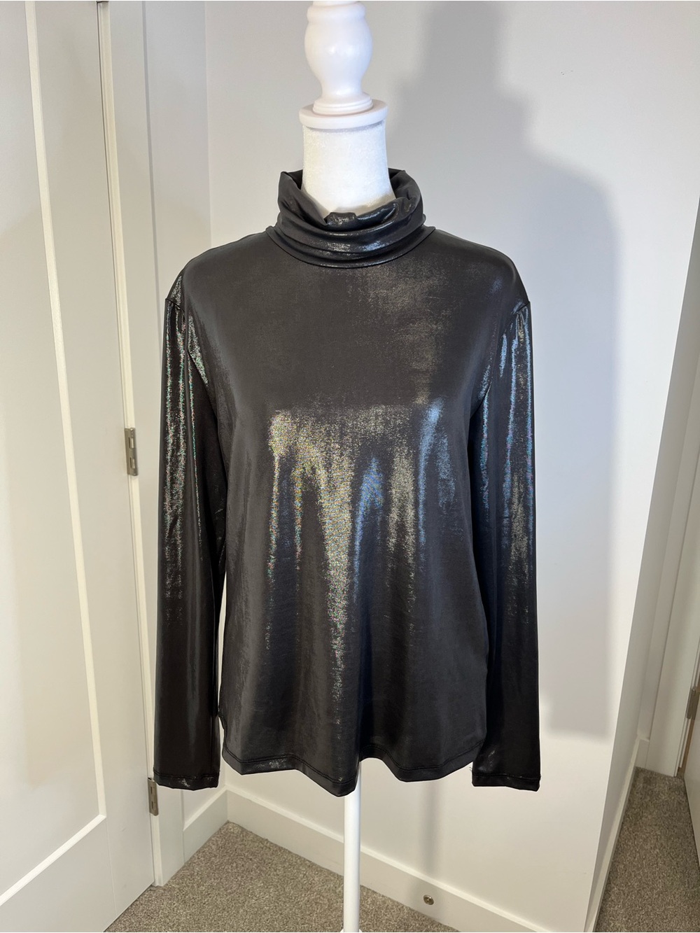 DYNAMITE Shiny Black Metallic Turtleneck - FREE SHIPPING on Bundles $95+